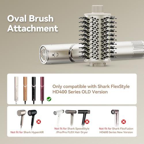 Esctabalt Oval Bürstenaufsatz für Shark Haartrockner – Glättende Föhnbürste für glattes, welliges, lockiges und krauses Haar, kompatibel mit Shark FlexStyle und HD400 Serie