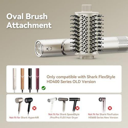 Esctabalt Oval Bürstenaufsatz für Shark Haartrockner – Glättende Föhnbürste für glattes, welliges, lockiges und krauses Haar, kompatibel mit Shark FlexStyle und HD400 Serie