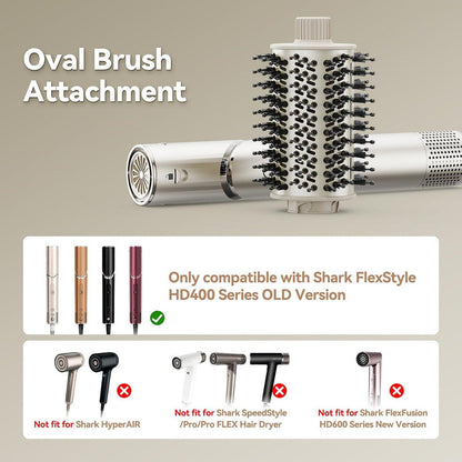 Esctabalt Oval Bürstenaufsatz für Shark Haartrockner – Glättende Föhnbürste für glattes, welliges, lockiges und krauses Haar, kompatibel mit Shark FlexStyle und HD400 Serie