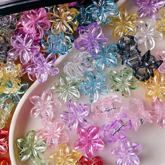 50 Stück Mini Hawaii Blumen Haarklammern für Frauen – Kleine Hibiskus Plumeria Haarspangen, Multicolor