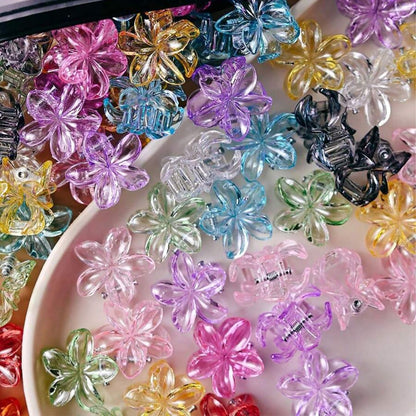 50 Stück Mini Hawaii Blumen Haarklammern für Frauen – Kleine Hibiskus Plumeria Haarspangen, Multicolor