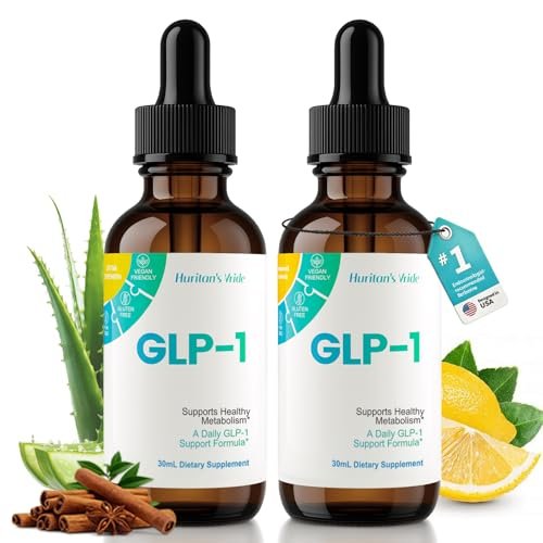 Huritan's Vride GLP-1 Drops für Frauen & Männer – Premium GLP-1 Supplement mit Berberin, Zimt, Grüntee-Extrakt & Bromelain für tägliches Wohlbefinden und GLP-1 Gewichtsverlust Unterstützung – 2er-Pack
