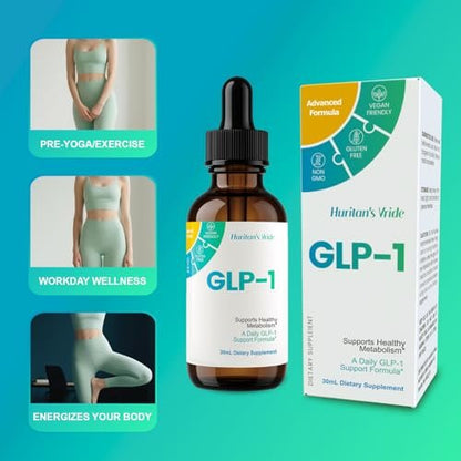 Huritan's Vride GLP-1 Drops für Frauen & Männer – Premium GLP-1 Supplement mit Berberin, Zimt, Grüntee-Extrakt & Bromelain für tägliches Wohlbefinden und GLP-1 Gewichtsverlust Unterstützung – 2er-Pack
