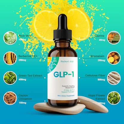 Huritan's Vride GLP-1 Drops für Frauen & Männer – Premium GLP-1 Supplement mit Berberin, Zimt, Grüntee-Extrakt & Bromelain für tägliches Wohlbefinden und GLP-1 Gewichtsverlust Unterstützung – 2er-Pack