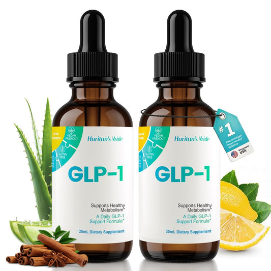 Huritan's Vride GLP-1 Drops für Frauen & Männer – Premium GLP-1 Supplement mit Berberin, Zimt, Grüntee-Extrakt & Bromelain für tägliches Wohlbefinden und GLP-1 Gewichtsverlust Unterstützung – 2er-Pack