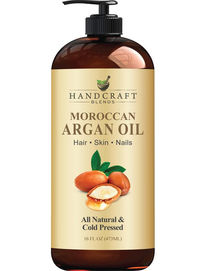 Handcraft Blends Marokkanisches Arganöl - 16 Fl Oz - 100% rein und natürlich - Premium-Trägeröl für Haut und Haare - Körper- und Massageöl - Kaltgepresst