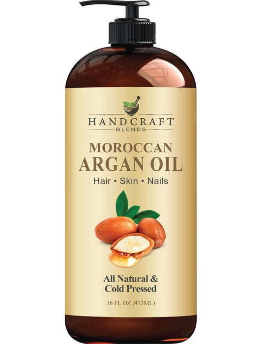 Handcraft Blends Marokkanisches Arganöl - 16 Fl Oz - 100% rein und natürlich - Premium-Trägeröl für Haut und Haare - Körper- und Massageöl - Kaltgepresst