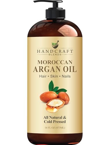 Handcraft Blends Marokkanisches Arganöl - 16 Fl Oz - 100% rein und natürlich - Premium-Trägeröl für Haut und Haare - Körper- und Massageöl - Kaltgepresst
