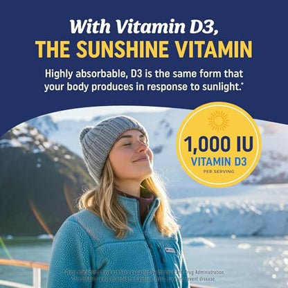 Omega 3 Fischöl mit Vitamin D3 | 1280 mg Omega 3 + 1000 IE Vitamin D3 für Herz, Immunsystem und Knochen | EPA & DHA Omega 3 Kapseln | Nachhaltig, Nicht-GMO | 90 Weichkapseln