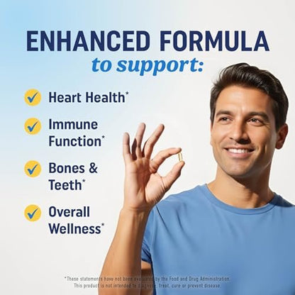 Omega 3 Fischöl mit Vitamin D3 | 1280 mg Omega 3 + 1000 IE Vitamin D3 für Herz, Immunsystem und Knochen | EPA & DHA Omega 3 Kapseln | Nachhaltig, Nicht-GMO | 90 Weichkapseln