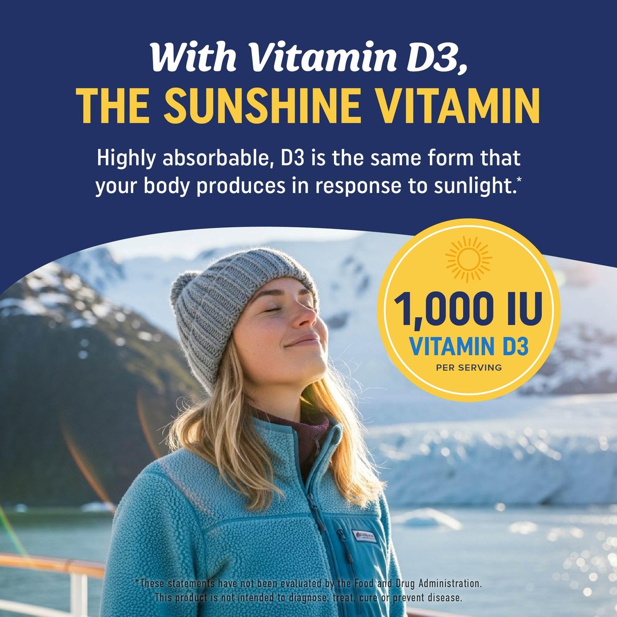Omega 3 Fischöl mit Vitamin D3 | 1280 mg Omega 3 + 1000 IE Vitamin D3 für Herz, Immunsystem und Knochen | EPA & DHA Omega 3 Kapseln | Nachhaltig, Nicht-GMO | 90 Weichkapseln