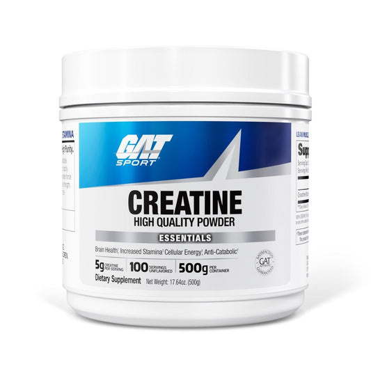 GAT SPORT Kreatin Monohydrat 500 Gramm Pulver – Für Kraft, Gehirngesundheit, Antioxidans, Ausdauer – Für Männer & Frauen – Ungesüßt – 100 Portionen