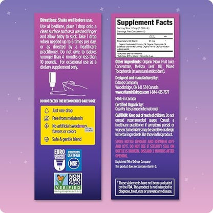 Ddrops Baby Bedtime Drops – Bio Flüssigkeit für abendliche Schlafenszeit-Routinen, 60 Portionen