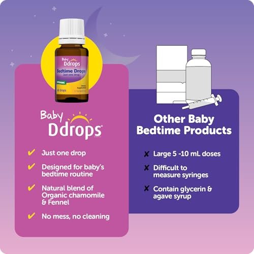 Ddrops Baby Bedtime Drops – Bio Flüssigkeit für abendliche Schlafenszeit-Routinen, 60 Portionen