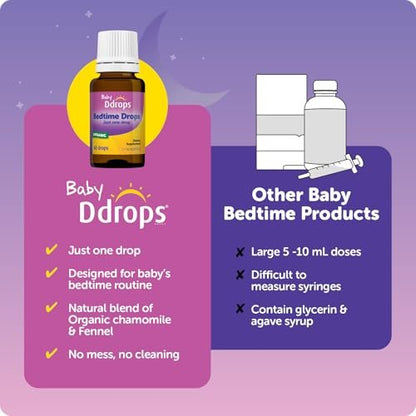 Ddrops Baby Bedtime Drops – Bio Flüssigkeit für abendliche Schlafenszeit-Routinen, 60 Portionen