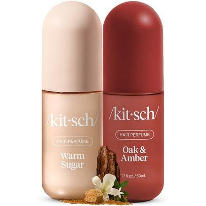 Kitsch Haarparfüm für Frauen – Warm Sugar & Oak & Amber | Reinigendes, desodorierendes & patentiertes geruchseliminierendes Haarspray & Körperspray – für frisches Haar, Kissen | ideales Geschenk für Frauen – 50 ml, 2er-Set