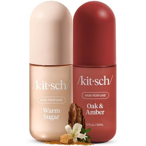 Kitsch Haarparfüm für Frauen – Warm Sugar & Oak & Amber | Reinigendes, desodorierendes & patentiertes geruchseliminierendes Haarspray & Körperspray – für frisches Haar, Kissen | ideales Geschenk für Frauen – 50 ml, 2er-Set