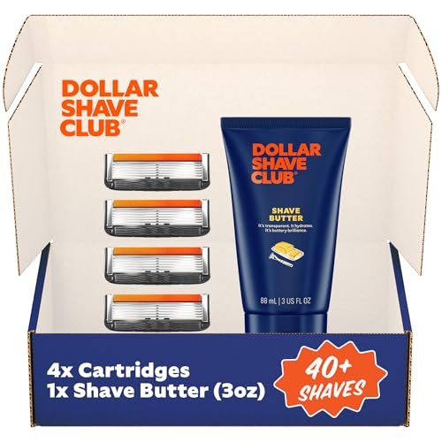Dollar Shave Club | 6-Klingen-Rasierer Nachfüllpackung (4 Stück) und Rasierbutter 85 g | 6 Edelstahlklingen für eine gründliche & sanfte Rasur | Rasierer für Männer