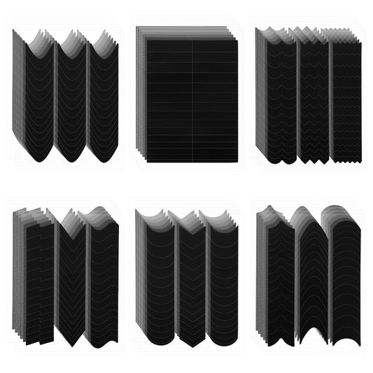 2350 Stücke French Tip Nagelaufkleber, French Manicure Streifen Frenchs Tip Guide Schablonen für Nagelkunst Selbstklebende Schwarze Spitzenaufkleber für Frauen DIY Nagelstempelwerkzeuge (60 Blätter, 6 verschiedene Designs)