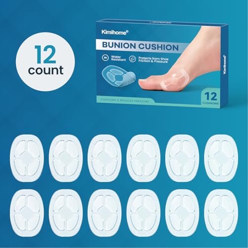 Kimihome Hydrogel Bunion Cushions – 12 Stück Transparente Ballenpflaster gegen Schuhdruck und Reibung, Blasenprävention, Wasser- und Schweißbeständig