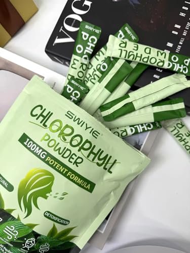 Swiyie Chlorophyll Pulver – 100mg Flüssiges Chlorophyll zum Trinken – Natürliches pflanzliches Entgiftungspräparat – Unterstützt Darm & Atem – Chlorophyll-Wasser-Formel – 10g x 30 Portionsbeutel