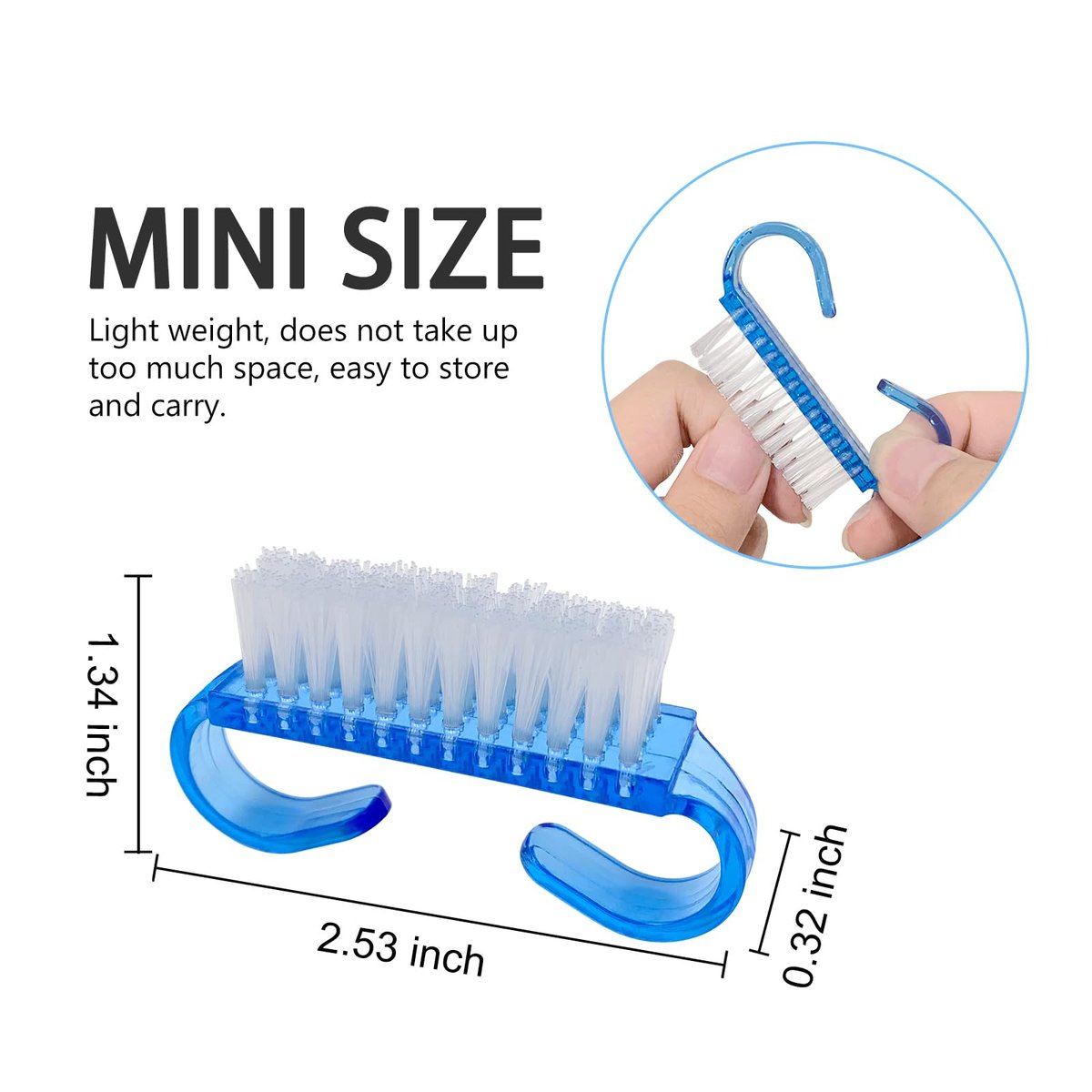 16er-Pack Handgriff-Nagelbürsten, Reisegröße Fingernagelbürste, Mini-Handreinigungsbürsten für Nägel und Zehen