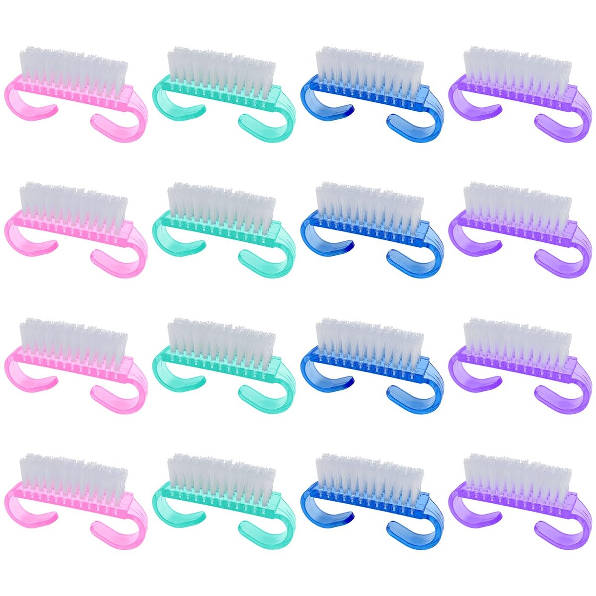 16er-Pack Handgriff-Nagelbürsten, Reisegröße Fingernagelbürste, Mini-Handreinigungsbürsten für Nägel und Zehen