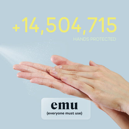 EMU (EVERYONE MUST USE) Hand Sanitizer Pocket Spray, Reisegröße 2,2 oz – Handdesinfektion mit Feuchtigkeit, 24-Stunden-Schutz, Hergestellt in den USA (3er-Pack Meersalz)