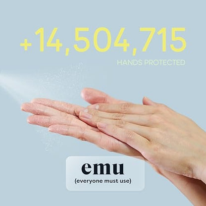 EMU (EVERYONE MUST USE) Hand Sanitizer Pocket Spray, Reisegröße 2,2 oz – Handdesinfektion mit Feuchtigkeit, 24-Stunden-Schutz, Hergestellt in den USA (3er-Pack Meersalz)