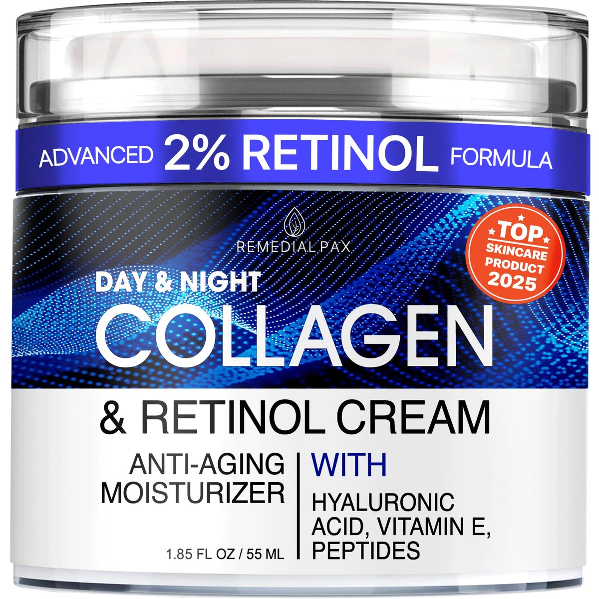 Collagen-Gesichtscreme mit Retinol & Hyaluronsäure – Anti-Aging-Feuchtigkeitscreme für Frauen & Männer, festigende Tages- & Nachtcreme gegen Falten, hydratisierende Gesichtslotion für alle Hauttypen