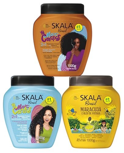 SKALA Mais Cachos, Crespos & Maracuja 2-in-1 Creme (3er-Pack) – 105,6 oz (3 Liter) Intensive Pflege für Locken und krauses Haar