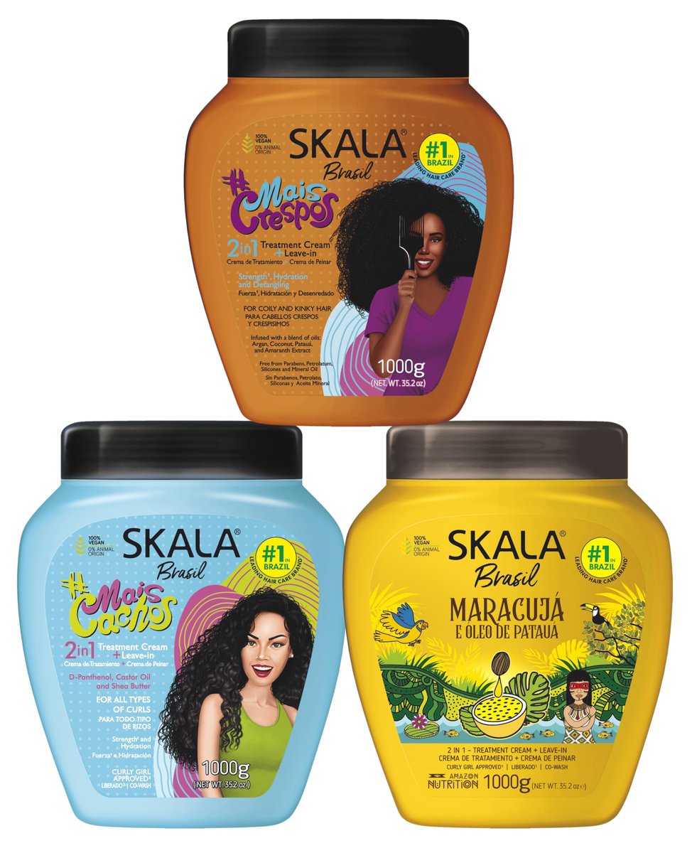 SKALA Mais Cachos, Crespos & Maracuja 2-in-1 Creme (3er-Pack) – 105,6 oz (3 Liter) Intensive Pflege für Locken und krauses Haar