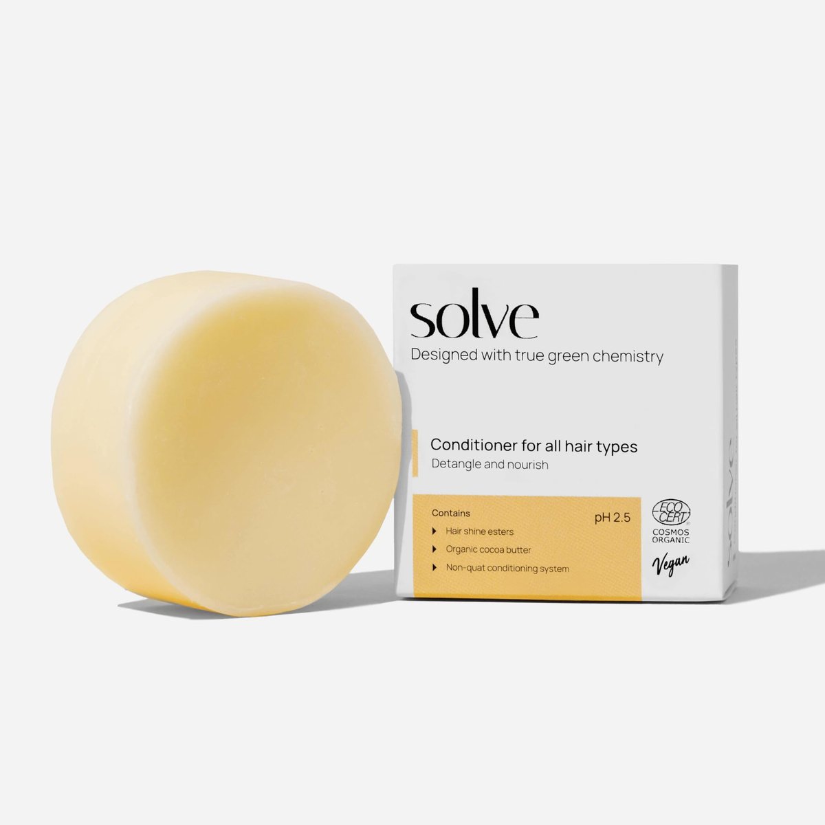 solve – Pflegender fester Conditioner für lockiges & geschädigtes Haar | Naturkosmetik | Sulfat- & plastikfrei | Ecocert Bio