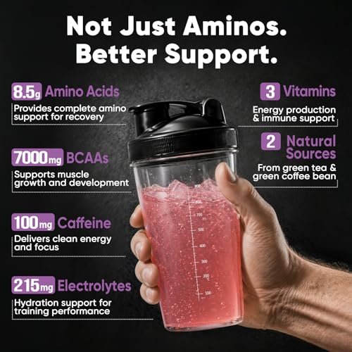 Zuckerfreies 7g BCAA + EAA Pulver | Unterstützt Muskelerholung, Wachstum, Kraft & Ausdauer – 11 essentielle Aminosäuren mit L-Glutamin, Koffein, Vitaminen & Elektrolyten für Energie & Hydration