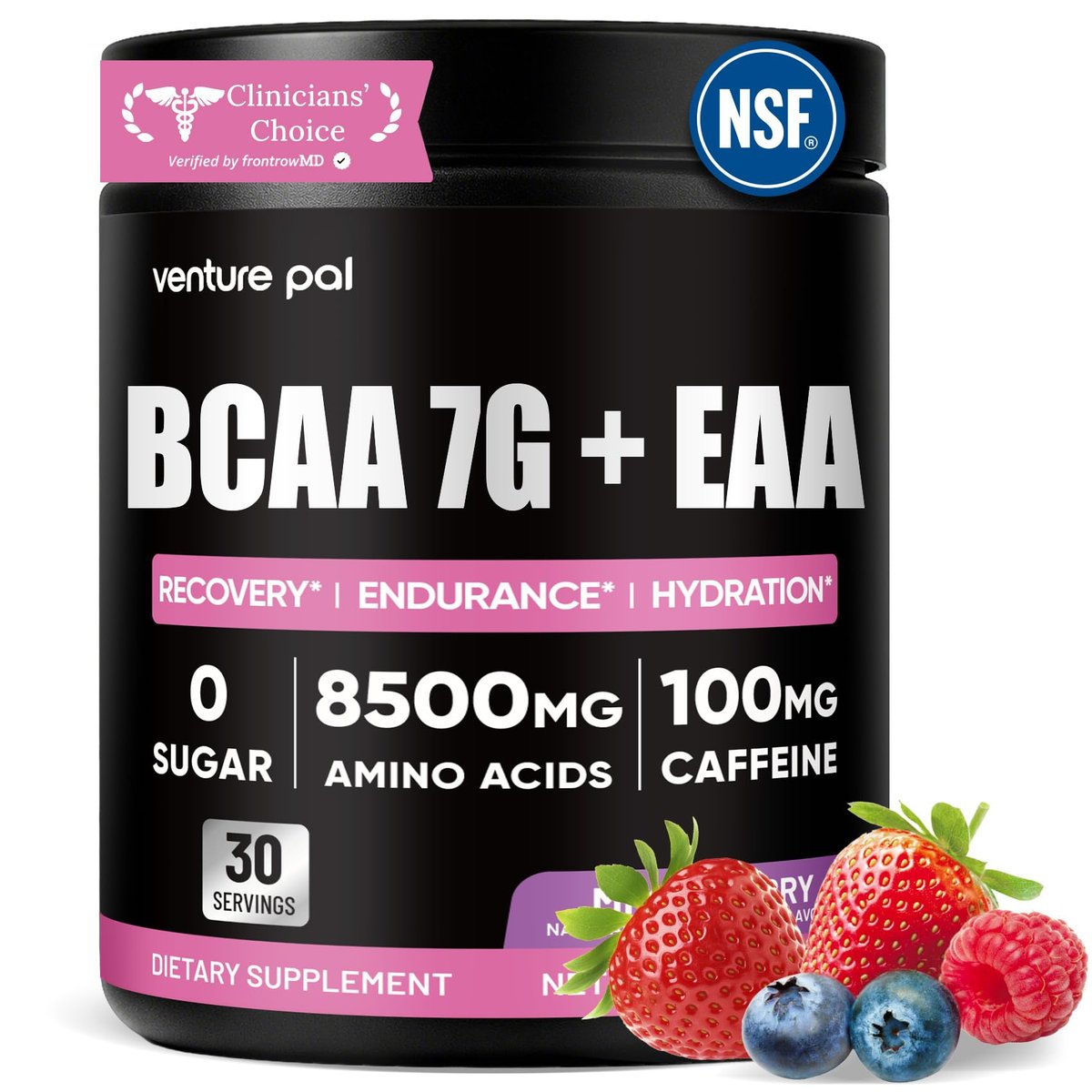 Zuckerfreies 7g BCAA + EAA Pulver | Unterstützt Muskelerholung, Wachstum, Kraft & Ausdauer – 11 essentielle Aminosäuren mit L-Glutamin, Koffein, Vitaminen & Elektrolyten für Energie & Hydration