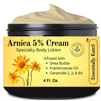 Essentially KateS Arnica 5% Creme Lotion 118 ml – mit Arnika, Frankincense Öl, Sheabutter und Ceramiden 1, 3, 6II für Haut- und Muskelpflege