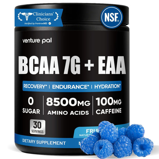 Zuckerfreies 7g BCAA + EAA Pulver | Unterstützt Muskelregeneration, Wachstum, Kraft & Ausdauer – 12 essentielle Aminosäuren mit L-Glutamin, Koffein, Vitaminen & Elektrolyten für Energie & Hydratation