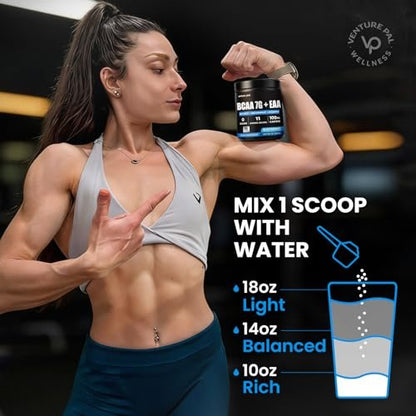 Zuckerfreies 7g BCAA + EAA Pulver | Unterstützt Muskelregeneration, Wachstum, Kraft & Ausdauer – 12 essentielle Aminosäuren mit L-Glutamin, Koffein, Vitaminen & Elektrolyten für Energie & Hydratation