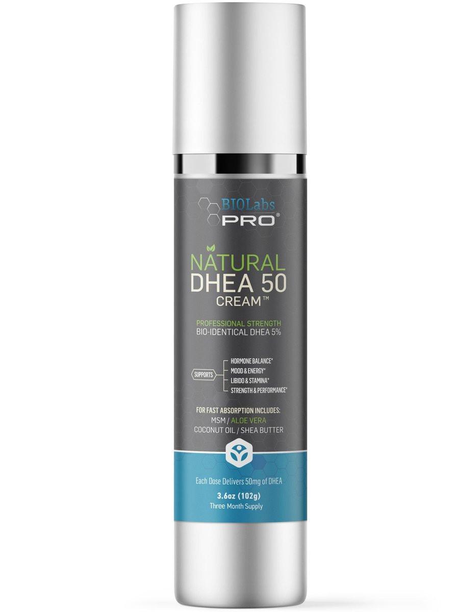 BIOLABS PRO Dhea Creme - Bioidentisches natürliches Dhea für Frauen oder Männer - 50 mg pro Dosis - Dreimonatsvorrat - Luxusflasche - 102 g