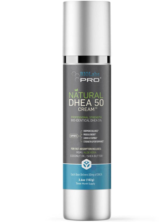 BIOLABS PRO Dhea Creme - Bioidentisches natürliches Dhea für Frauen oder Männer - 50 mg pro Dosis - Dreimonatsvorrat - Luxusflasche - 102 g