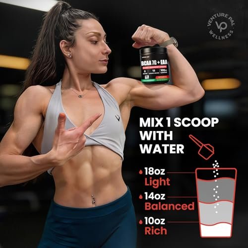 Zuckerfreies 7g BCAA + EAA Pulver | Unterstützt Muskelregeneration, Wachstum, Kraft & Ausdauer – 10 essentielle Aminosäuren mit L-Glutamin, Koffein, Vitaminen & Elektrolyten für Energie & Hydration