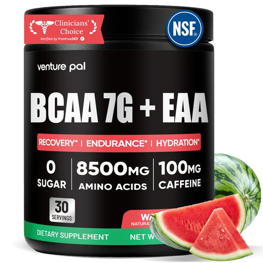 Zuckerfreies 7g BCAA + EAA Pulver | Unterstützt Muskelregeneration, Wachstum, Kraft & Ausdauer – 10 essentielle Aminosäuren mit L-Glutamin, Koffein, Vitaminen & Elektrolyten für Energie & Hydration
