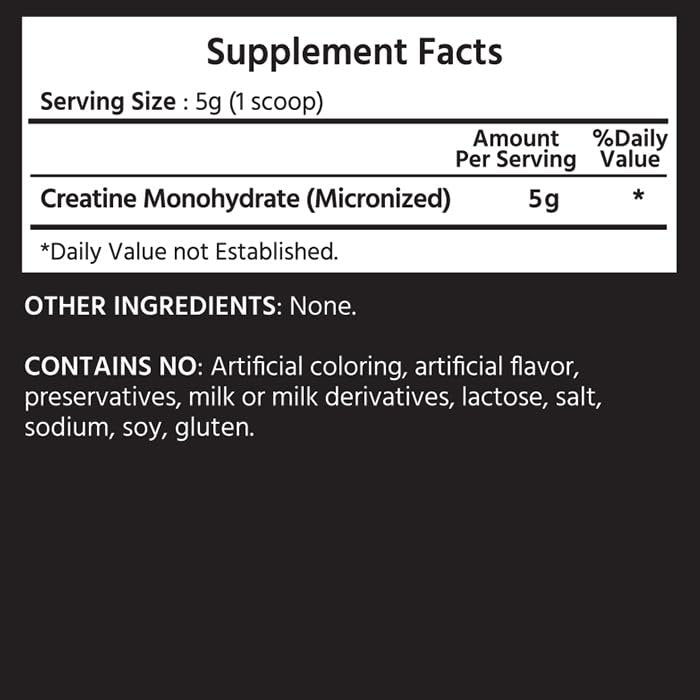ML Naturals Micronisiertes Kreatin Monohydrat 5g (pro Portion) – 500g (17,6 oz) – 100 Portionen – Unterstützt Muskelwachstum & Kraft – 200 Mesh Reines Pulver