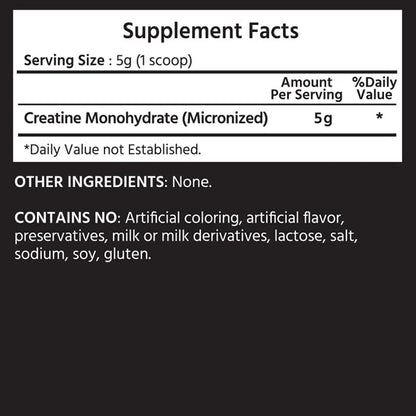 ML Naturals Micronisiertes Kreatin Monohydrat 5g (pro Portion) – 500g (17,6 oz) – 100 Portionen – Unterstützt Muskelwachstum & Kraft – 200 Mesh Reines Pulver