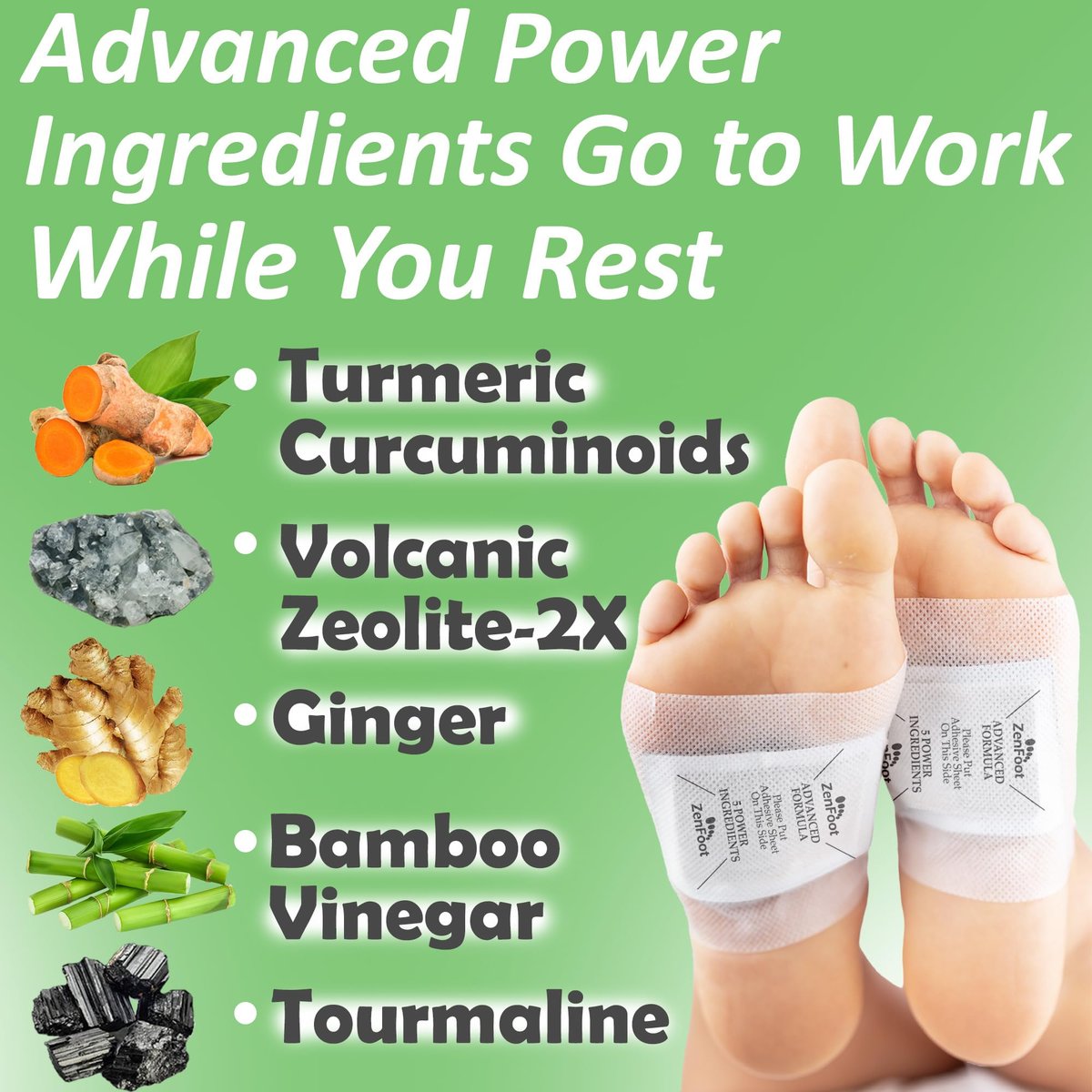 ZenFoot Advanced Zeolite Fußpflaster mit Curcumin & Ingwer – 20er Pack, Premium Wirkstoffpflaster für die Fußsohle