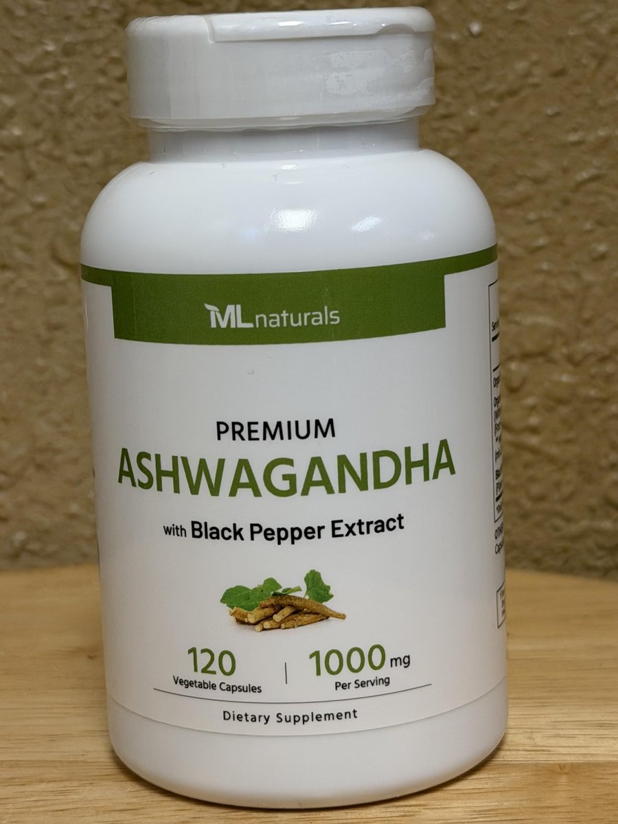 ML Naturals Bio Ashwagandha Pulver 600 mg, Ashwagandha Extrakt 400 mg, Schwarzer Pfeffer Extrakt 10 mg (pro Portion) – 120 vegane Kapseln