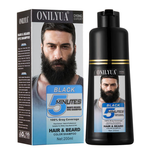 NCEPROHR Bartfärbe für Männer, Haar- und Bartfarben-Shampoo, Schwarz für Grauabdeckung, Herren Haarfarbe wirkt in Minuten, Einfach anzuwenden