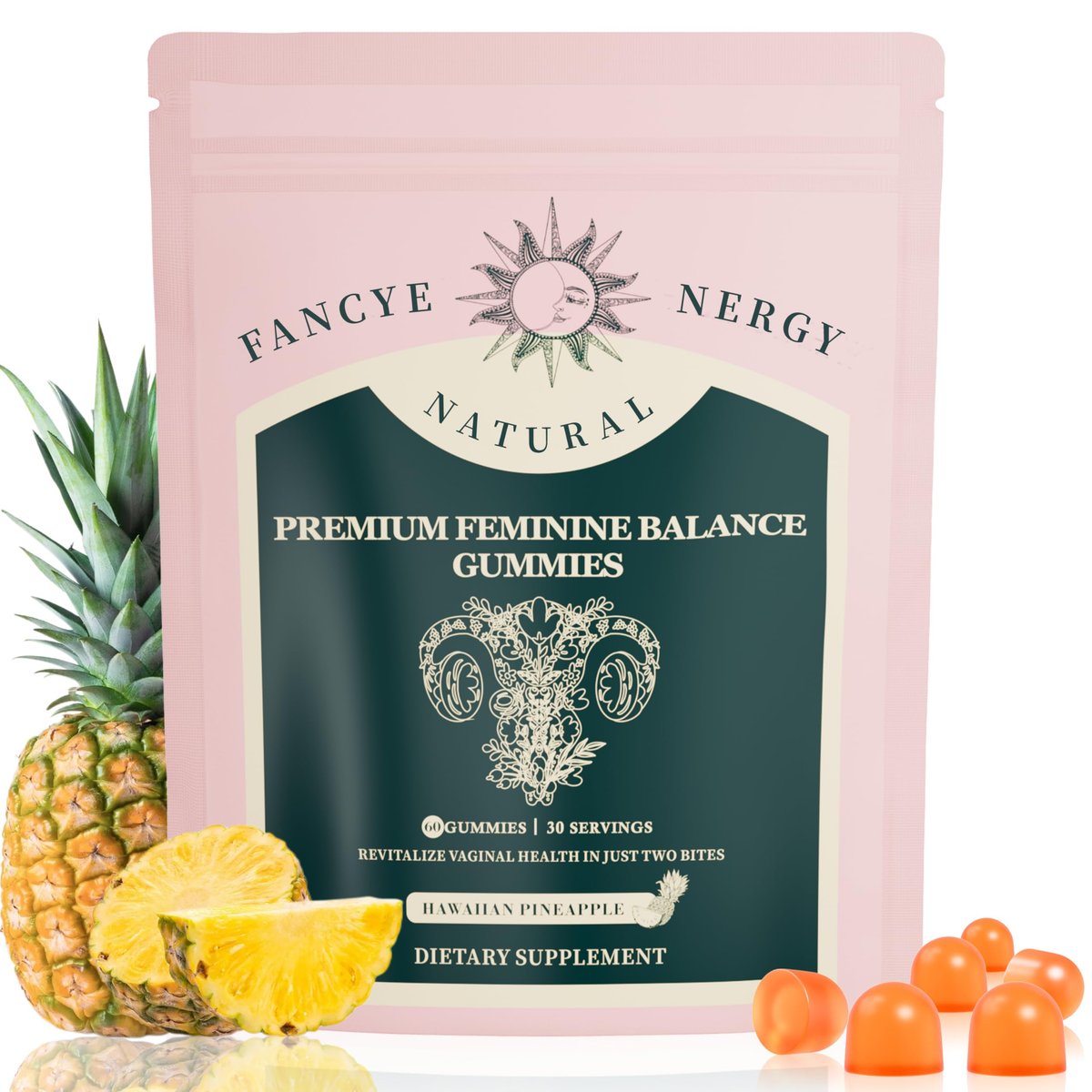 Vaginal Probiotika für Frauen – Premium Feminin Balance Gummibärchen mit hawaiianischem Ananasgeschmack, Unterstützung für gesunden Geruch und Vaginalflora, pH-Gleichgewicht, Verdauungsgesundheit & Immununterstützung, vegan, 60 Stück