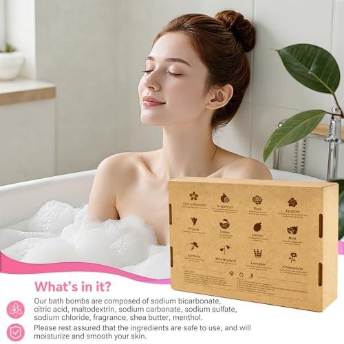 CalmNfiz Badebomben für Frauen, 12-teiliges Set, natürliche Badebomben mit Sheabutter, Feuchtigkeitspflege für trockene Haut, Geschenk zu Weihnachten, Geburtstag, Valentinstag für Mama, Ehefrau, Freundin
