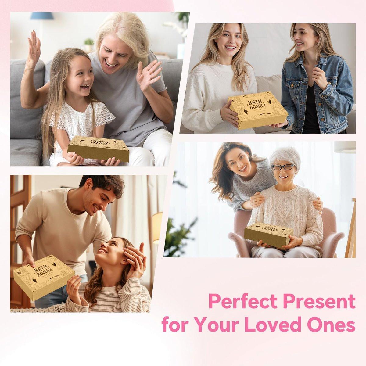 CalmNfiz Badebomben für Frauen, 12-teiliges Set, natürliche Badebomben mit Sheabutter, Feuchtigkeitspflege für trockene Haut, Geschenk zu Weihnachten, Geburtstag, Valentinstag für Mama, Ehefrau, Freundin